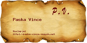 Paska Vince névjegykártya