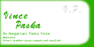 vince paska business card